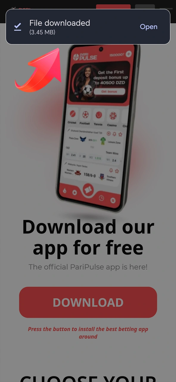 Wait for the PariPulse app to finish downloading.