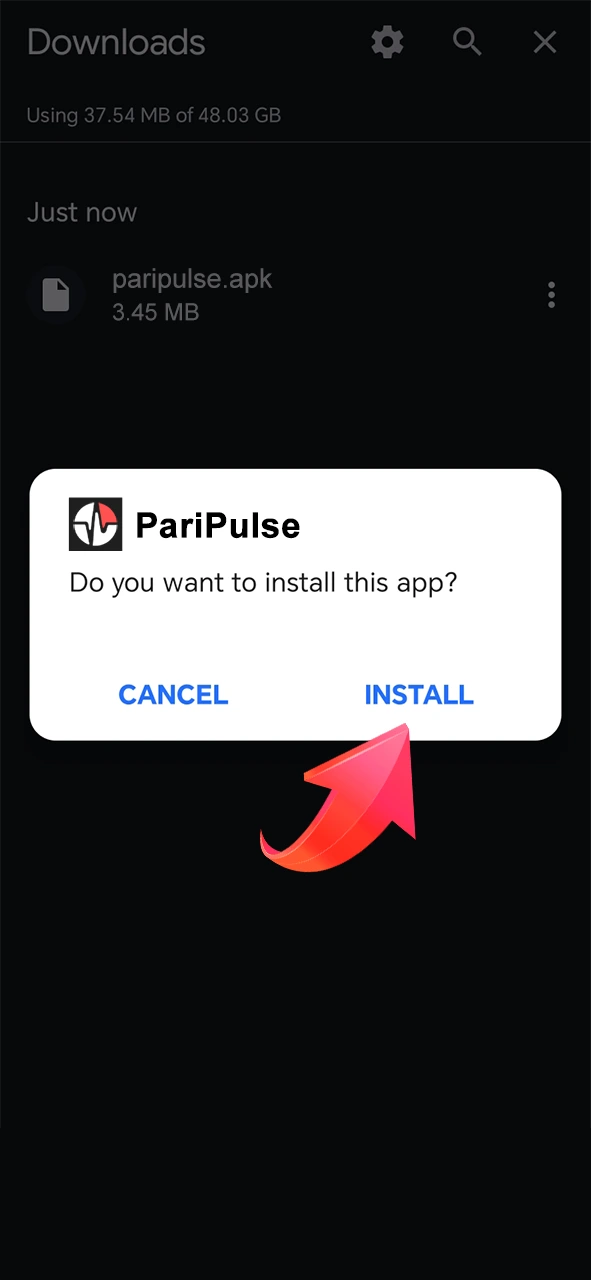 Install the PariPulse app on your phone.