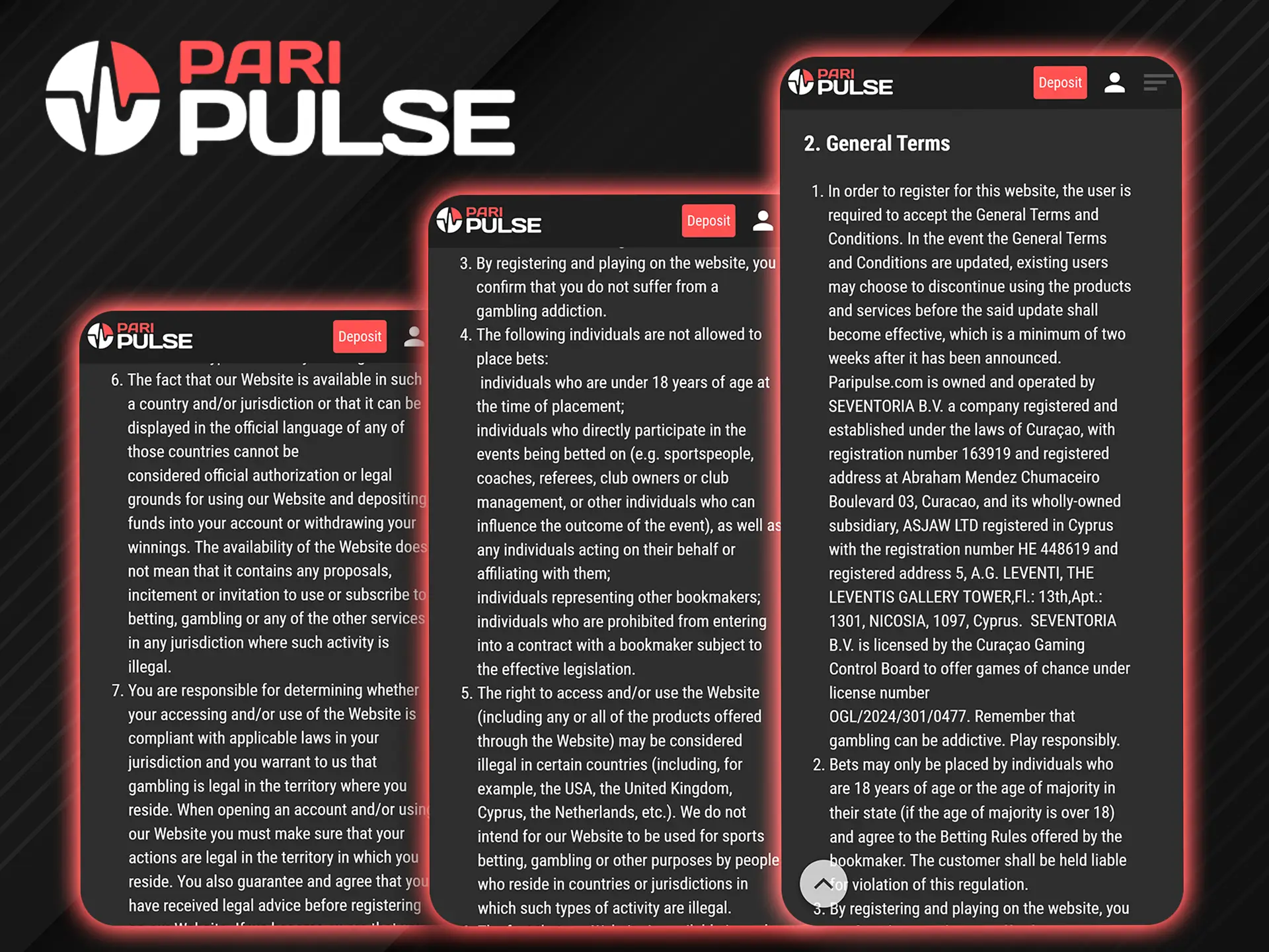 Familiarize yourself with the rules of the PariPulse platform before registering.