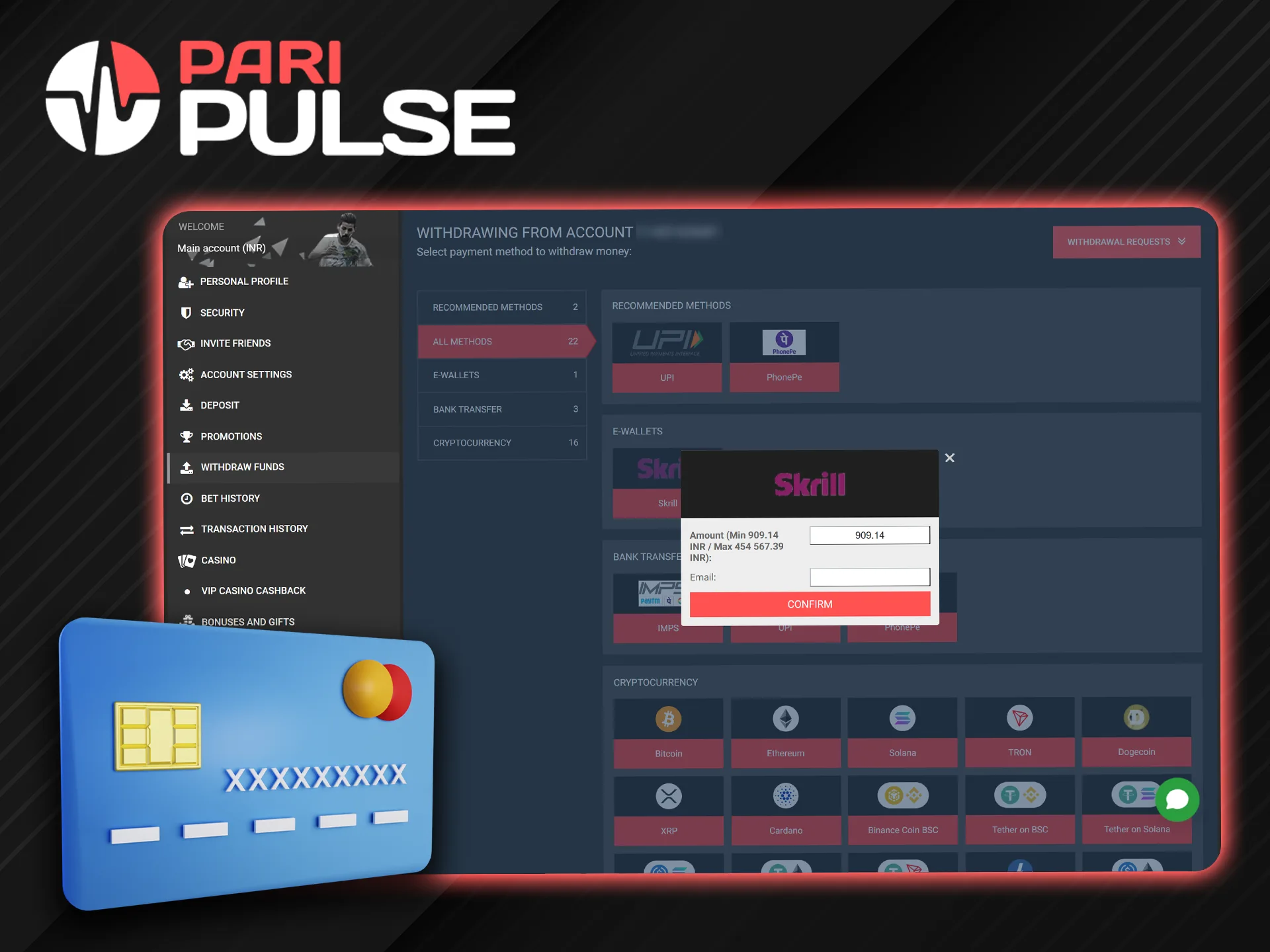 Withdrawing funds from your PariPulse account is not a complicated process.