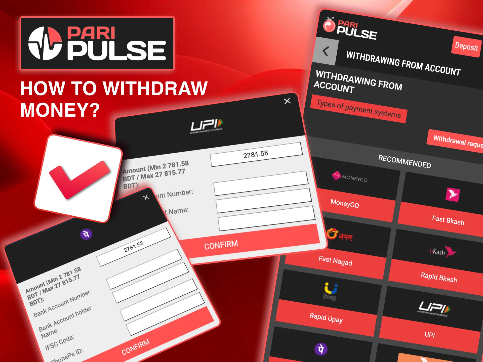 Follow the steps on PariPulse to withdraw funds.